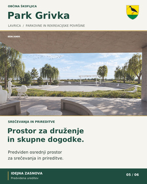 Priložene vizualizacije prikazujejo predvideno ureditev Parka Grivka.
